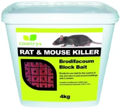 Country Rat & Mouse Killer Brodifacoum Block Bait - 4kg