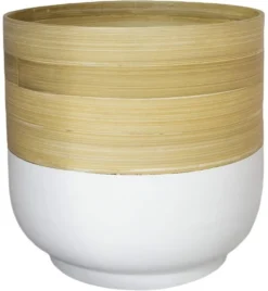 Ivyline Bamboo Planter - White - 19cm