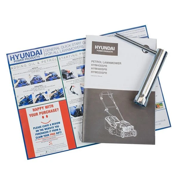 Hyundai 17 /43cm 139cc Electric-Start Self-Propelled Petrol Roller Lawnmower | HYM430SPER 2 Hyundai 17 /43cm 139cc Electric-Start Self-Propelled Petrol Roller Lawnmower | HYM430SPER - Image 2