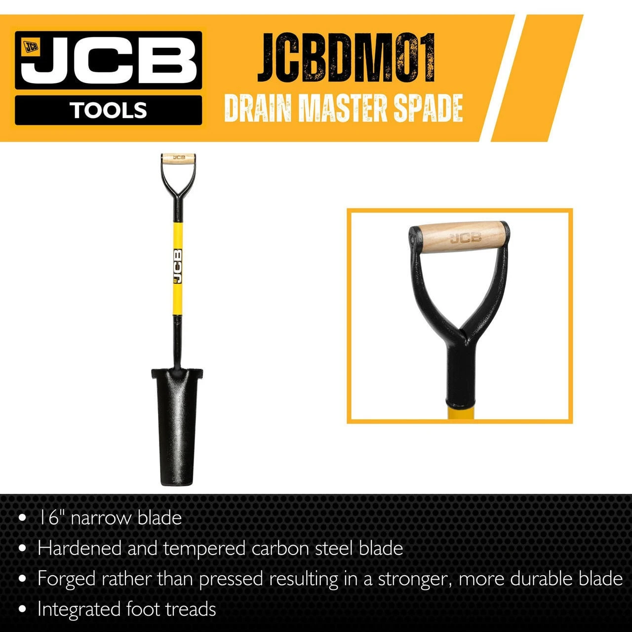 JCB Professional Solid Forged Grafting Spade (Newcastle Style) "? Drain Master | JCBDM01 2 JCB Professional Solid Forged Grafting Spade (Newcastle Style) "? Drain Master | JCBDM01 - Image 2